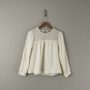 Madewell Gauzy Smocked Swing Top in Antique Cream Size XXS